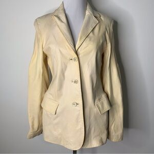 Loro Piana Women's Cream 100% Deer Leather & Silk Blazer Size IT 42 / US 6